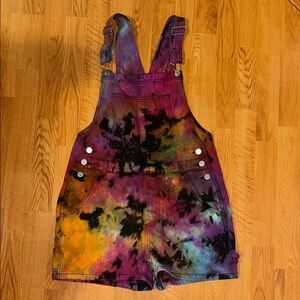 Tie-Dye utility denim shorts Overall - handmade - NWOT